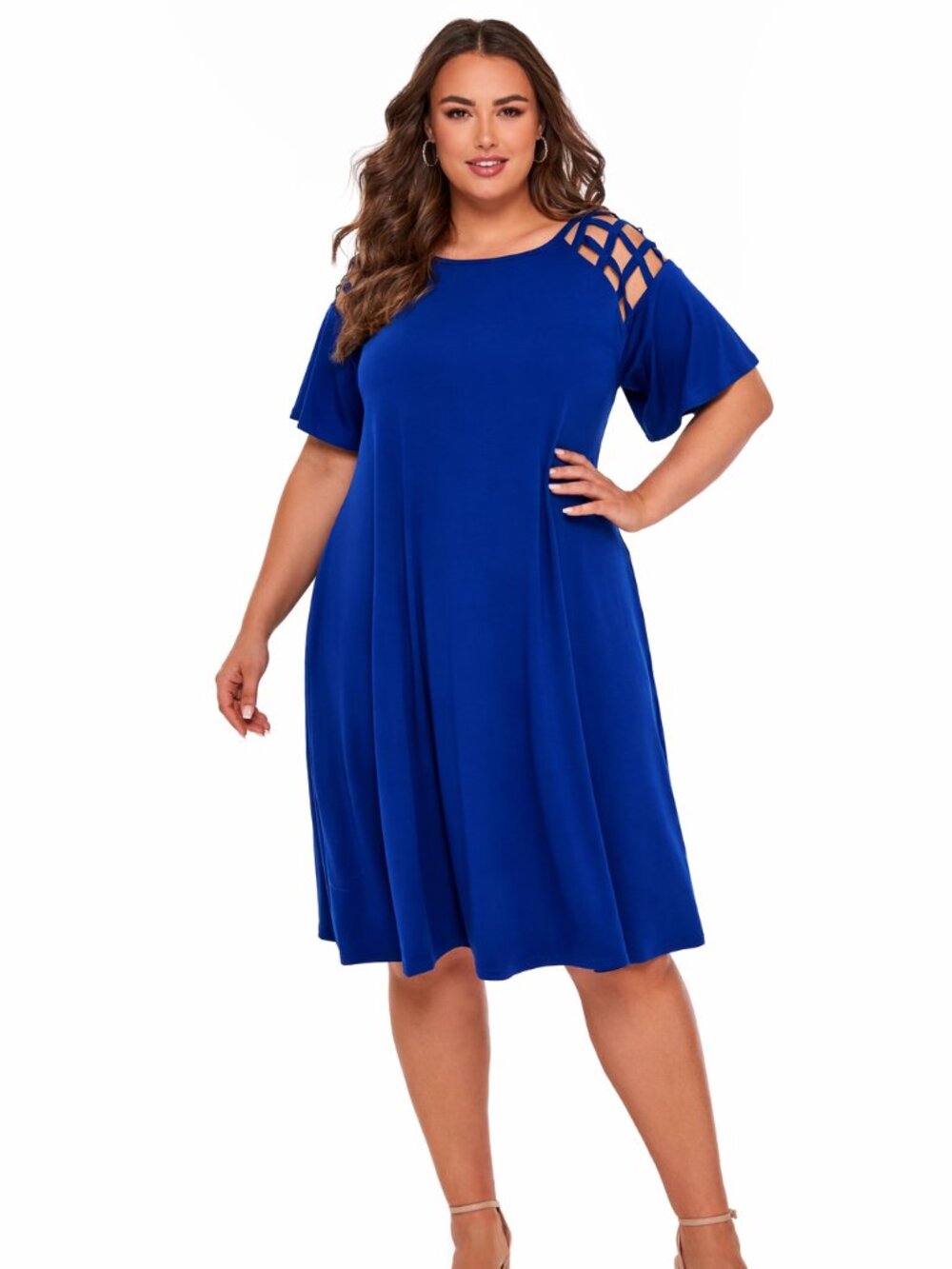Speechless Brand Women's ROYAL BLUE Dress with Shoulder Cut-Outs - 1X  NWT